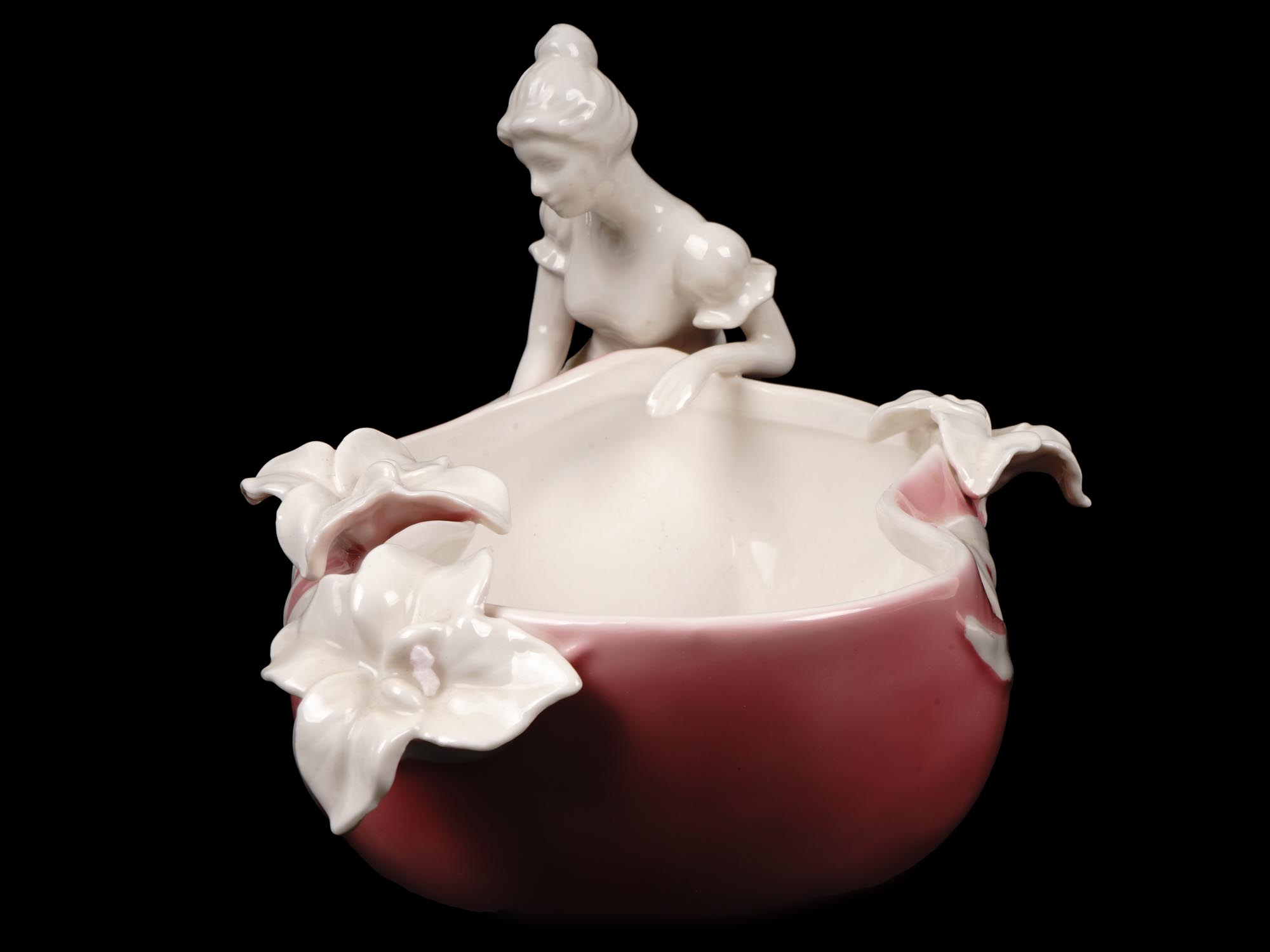 FRENCH LIMOGES PORCELAIN FIGURAL IRISES GIRL DISH PIC-4